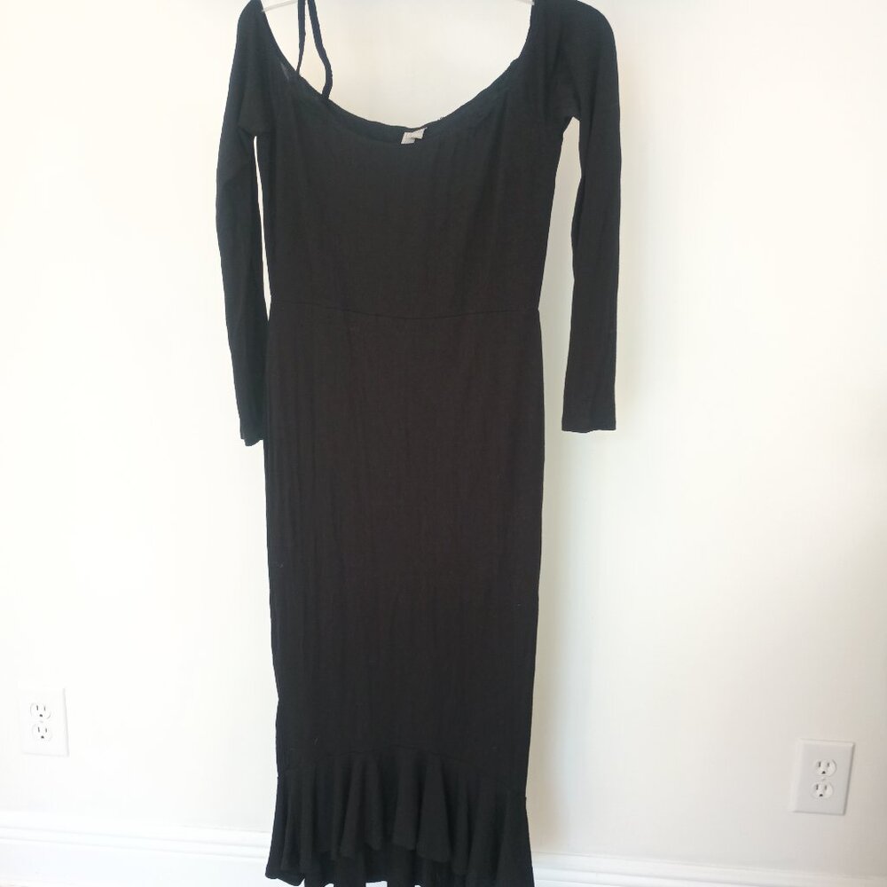 Asos Women's Black Long sleeve Off Shoulder Dress Size 8 Y2K Spring Summer Dress
